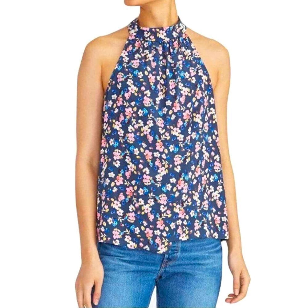 RACHEL ROY Deena Floral-print‎ High-neck Top, Size L